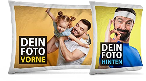 Fotokissen Bezug XXL selbst gestalten mit eigenem Foto - Beidseitig Bedruckt - Fotogeschenk für Freunde und Familie - 40 x 80 cm, seidig-Glatte Oberfläche in Weiß | Personalisiert