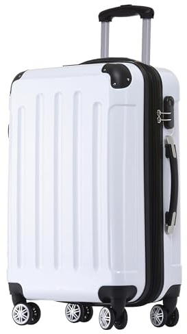 BEIBYE Zwillingsrollen 2048 Hartschale Trolley Koffer Reisekoffer in M-L-XL-Set in 15 Farben (White, M)