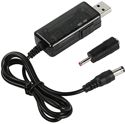 CERRXIAN Cavo convertitore step-up USB da 5V a 9V 12, USB 5V 2A Boost a DC5525 Adattatore di alimentazione trasformatore step-up 9V/12V 0,8A, con convertitore DC35135, con display a LED-0,8M