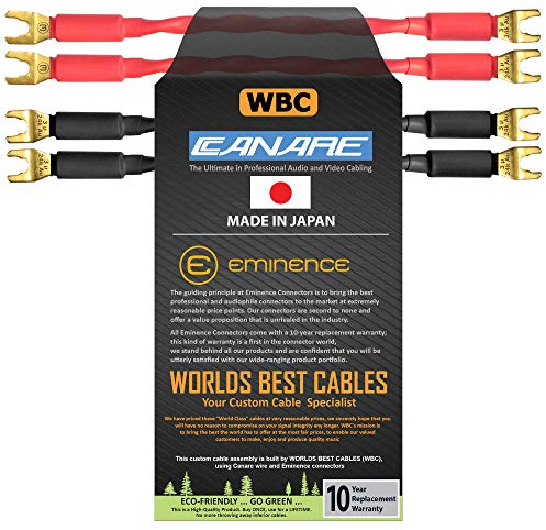 WORLDS BEST CABLES 4 Units - 15 CM - Canare 4S11 – Audiophile Grade - 11AWG - HiFi Speaker Jumper Cable Terminated with Gold Spade Connectors