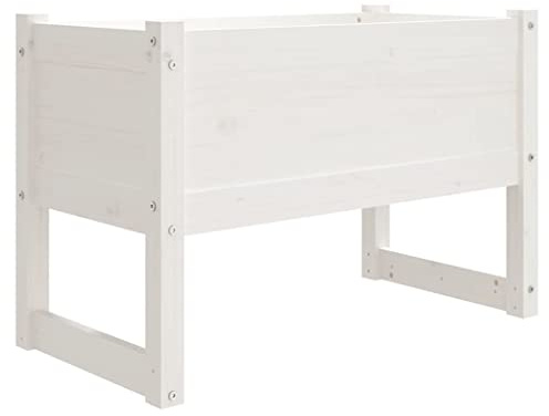 vidaXL Jardinière Pot de Fleurs de Jardin Bac à Fleurs Lit Surélevé Terrasse Balcon Patio Extérieur Blanc 78x40x52 cm Bois Massif de Pin