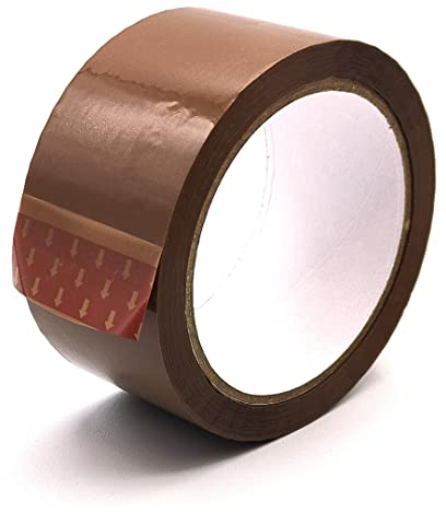 RAYLU PAPER - Rotoli di tenuta, nastro adesivo per imballaggio di scatole di spedizione resistente ed extra forte, 66 metri x 50 mm di larghezza (1 unità, marrone)