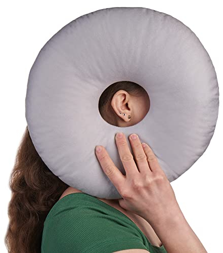 ODOXIA Piercing Kissen mit Loch | Für Ohr gegen Ohrenschmerzen | Donut Kissen | Ohrkissen | Sleepingring für Seitenschläfer zur Schmerzlinderung im Ohr | Piercing Pillow (Grey)