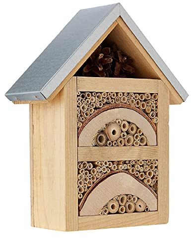Unibos | Wild Insect Hotel | Eco-Friendly Bug House for Bees Butterflies Insects in Garden | Kids Friendly | Weather Resistant Bug Shelter | Hanging Bee Home | Nest Box | Metal Roof