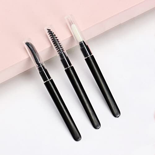 Ksvsonrvi 3-teilig Mini Augenbrauenbürste, Wimpernbürste, Lippenpinsel Set mit Kappe, wiederverwendbare tragbare Mascara Stäbe Lippenstift Make-up Pinsel Applicators Kits