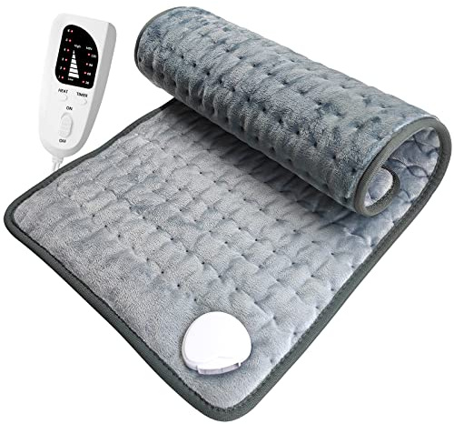 DIZA100 Elektrisches Heizkissen mit Abschaltautomatik, schnelle Heiztechnik, sicheres Wärmepads für Rücken, Nacken, Schulter 30 x 60 cm - Grau