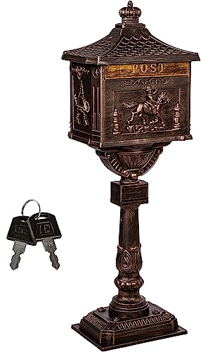 STILISTA Antiker Standbriefkasten 118 cm aus rostfreiem Aluminium, Farbwahl, Bronze