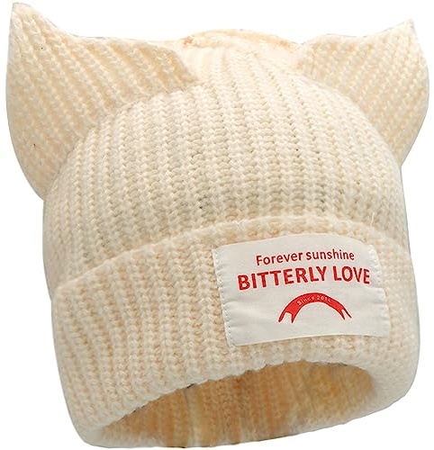 XYIYI Knit Beanie Hüte Niedlich Katze Ohr Mütze Winter Wolle Mütze Warm Häkeln Skull Cap Slouchy Hut