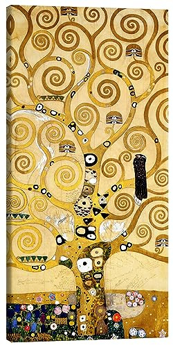 Posterlounge Der Lebensbaum (Mittelteil) Leinwandbild | 40 x 80 cm von Gustav Klimt Gelb Wandbilder Wanddeko