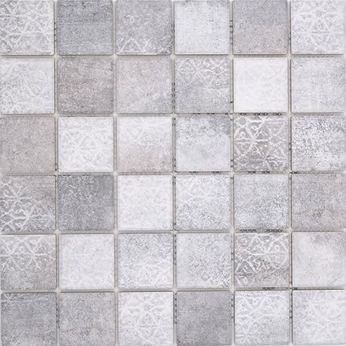 Keramikmosaik Fliese Jasba zement-mix matt Zementoptik Fliesenspiegel Badfliese Duschfliese / 10 Mosaikplatten