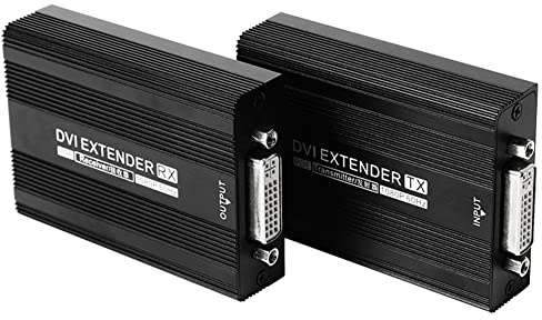 Gsrimgratoe Rallonge réseau DVI de 150 m RJ45 Compatible avec 1080P HD Transmetteur Récepteur Support Source d'alimentation PoE Prise UE