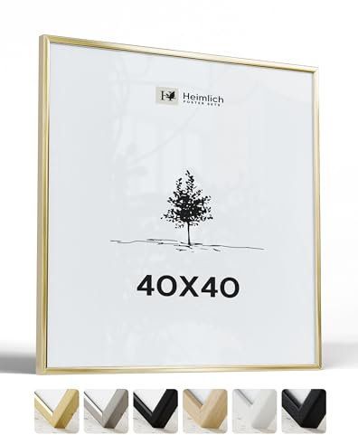 Heimlich® - Cornice per foto - 40x40 cm, Metallo di alluminio, Oro - Cornice quadrata grande con copertura in foglio di plastica - Solo espositore da parete