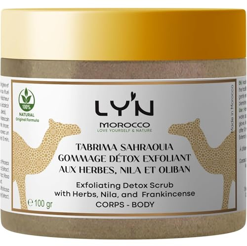 Exfoliante Corporal Brillo y Antirugosidades (Tabrima), 100%Natural y Orgánico con NILA, Oliban y Plantas-Para Queratosis, Celulitis, Desintoxicación Axilas, Antes del Bronceado y Depilación-Efectos