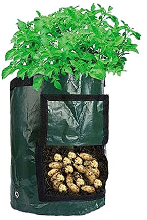 Tomotato Bolsas para Cultivo de Patatas, Bolsa para Cultivo de Plantas en Jardín con Solapa y Asas, Contenedor de Plantas para Verduras, Frutas y Flores(5 Gallon-Verde)