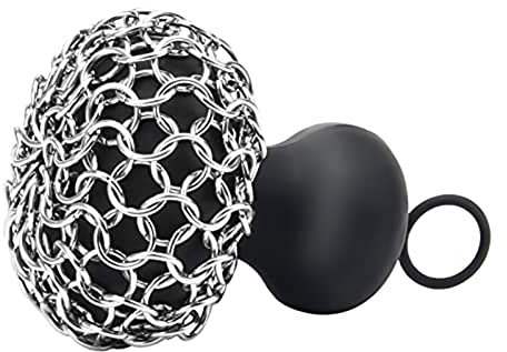 Rfeeuubft Cast Iron Pan Cleaner, Cast Iron Pan Cleaner for Cleaning Cast Iron Pans Chain for Cleaning Pans in Black Cast Iron