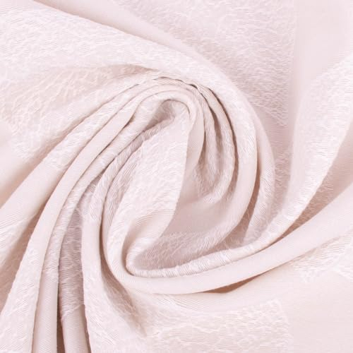 SCHÖNER LEBEN. Vorhangstoff Dekostoff Jacquard Leave blickdickt Blätter hell-beige 150cm