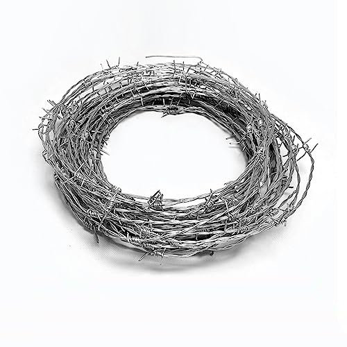 IBOWZ Alambre Espino Galvanizado Alambre de púas, bobinas de Alambre de púas antiescalada, Rollo de Alambre de jardín al Aire Libre para Valla, Bate de béisbol, artesanías residenciales