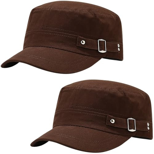 Malaxlx 2 Pcs Unisex Military Stil Army Cap Verstellbare Baseball Cap Flat Top Cap Sommer Sonnen Kappe für Herren Damen