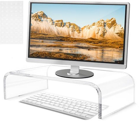 SWAWIS Monitorerhöhung Acryl Monitor Erhöhung 34x19x10cm Dicke 10mm Monitor Stand Monitor Ständer Bildschirmerhöhung Monitorständer Schreibtisch Bildschirm Erhöhung für Laptop Bildschirme Computer