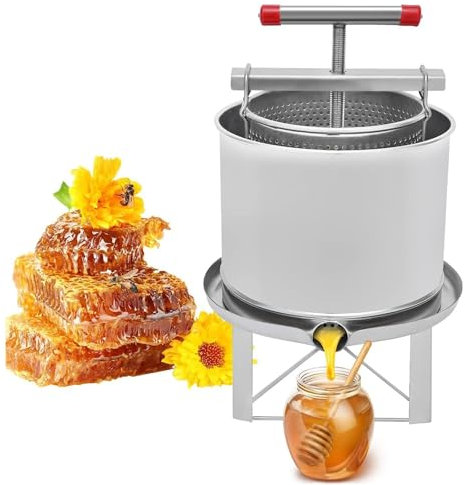 YYLDPFDC Manuelle Honigschleuder, Edelstahl-Weinfruchtpresse Mit T-Förmigem Griff, Honigpresse Für Die Herstellung Von Wein, Honig, Saft, Pfefferöl Oil - 12.6L