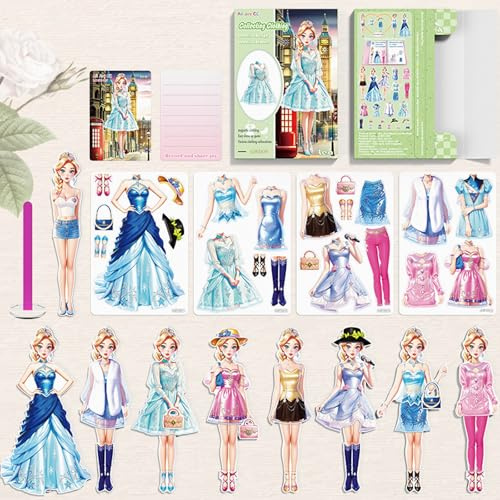 BVI BOOMERVIVI Magnetische Anzieh-Puppen, Anzieh-Papierpuppen für Mädchen Alter 3+, Hübsche Prinzessin-Spiel-Papierpuppen Anzieh-Spielzeug-Set (Prinzessin Lea Set)