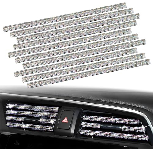 VBGURR 10 Stück Bling Lüftungsgitter Innenausstattung Streifen Moden Autozubehör Innenraum-für Alle gekrümmten Lüftungsschlitze Generisch Autozubehör Innenraum Deko Farbige Diamenten Deko Auto Innenra