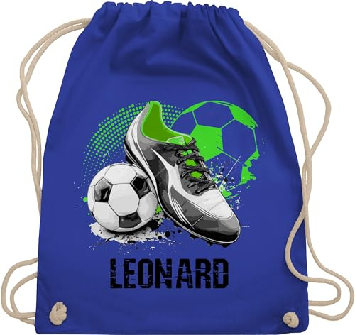 Turnbeutel Rucksack - Personalisiertes Fußballgeschenk mit Namen | Geschenke für Fußballfans | Weihnachtsgeschenke Fußball - Unisize - Royalblau - junge fussball kinder stoffbeutel kindergarten