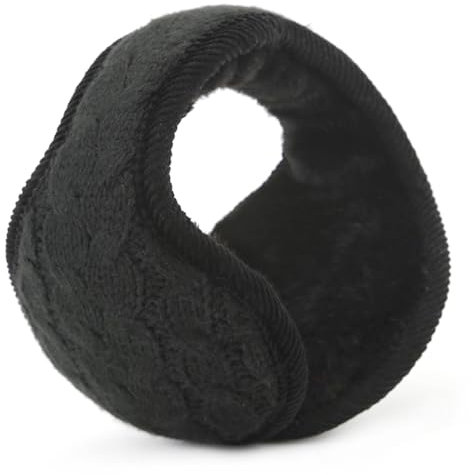 miaomiao Cache-oreilles d'hiver, cache-oreilles pour homme et femme, réglable, en laine tricotée, protection innovante pour garder les oreilles au chaud en hiver, Noir , L