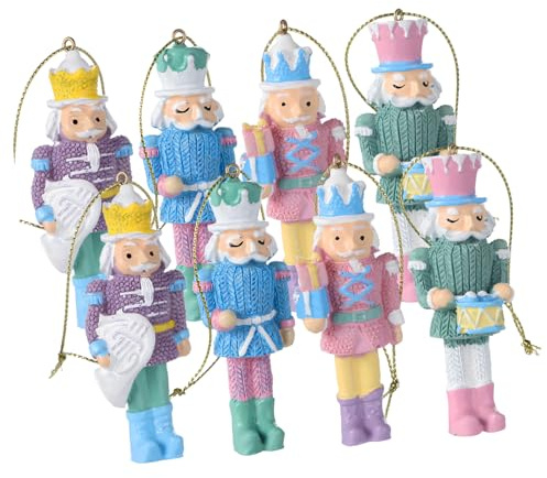 MAGICLULU 8 Pièces Décorations de Noël Casse-Noisette Bois Statues de Casse-Noisette Accessoires pour Décoration de Noël Intérieur pour Sapin Couronne ou Guirlande
