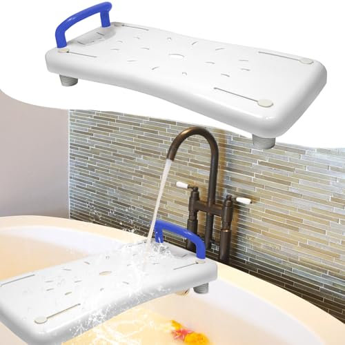 YUENFONG Asse per vasca da bagno, 70 x 31 cm, seduta per vasca da bagno, con manico, in plastica, portata fino a 150 kg, per vasca da bagno, manico blu