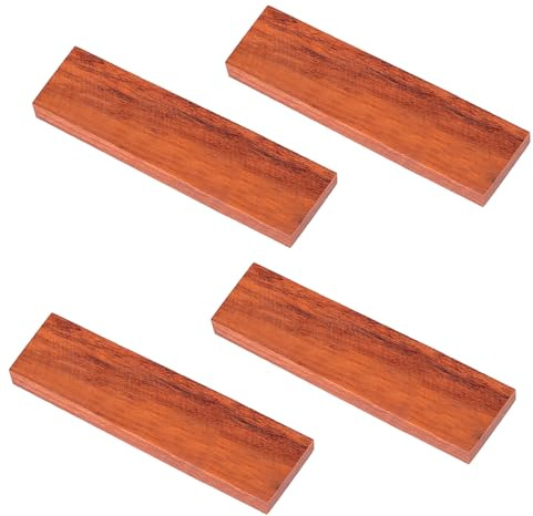 4 PCS Ironwood Knife Handle Scales, 6.3 x 1.57 x 0.4 Inch Natural Red Pearwood Timber Blanks, Unfinished Wood Material for Knife Handle Making and DIY Craft Music Instruments