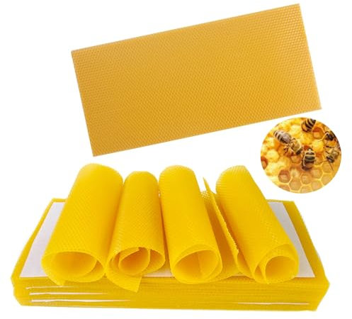 ZffXH 30 Stück Bienenwachs-Blätter, 16.37x7.71 inches, natürliches Wachs, mittelwände,bienenwachsplatten zander,bienenwachs platte,bienenwaben zum essen,bienenstock komplettset, Imkereiwerkzeuge