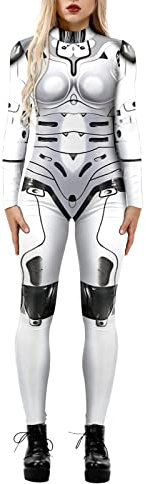 Astronauten Kostüm Damen Silber Kostüme für Erwachsene Astronaut Karneval Raumanzug Costume Fasching Raumfahrer Space Weltall Overall Roboter Karnevalskostüm Faschingskostüme