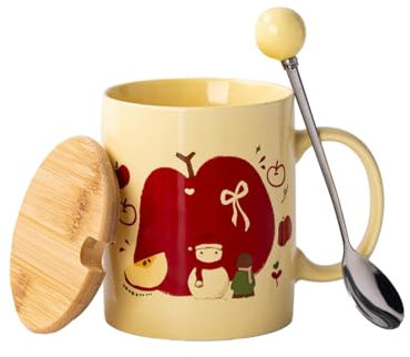 Keramik-Kaffee-Paar-Milchbecher mit Deckel, Löffel, Schneemann-Weihnachtstasse (mit Deckellöffel)