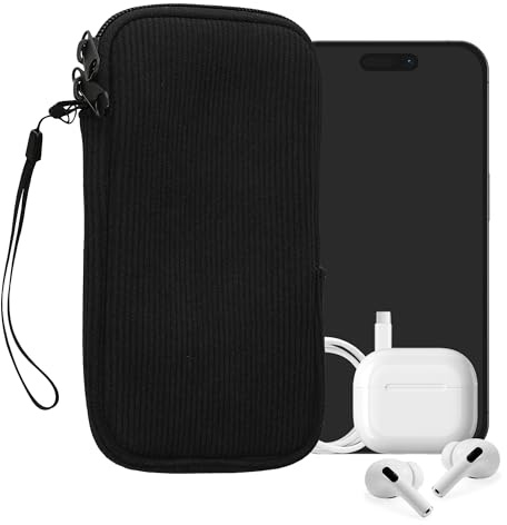 kwmobile mobilväska för XXL – 7 tum fodral – snöre och neopren väska med handledsrem – fodral 17,8 x 8,5 cm innermått – mobiltelefonfodral i svart