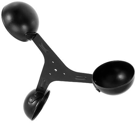 PHENOFICE Wind Speed Sensor Anemometer Cup Replacement 200mm Aluminum Alloy 3-cup Wind Meter Sensor for Outdoor Weather Measurement Black Cups Without Base