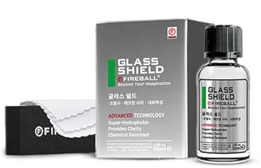Fireball GLASS SHIELD Set - Glasversiegelung - Scheibenversiegelung - unsichtbarer Scheibenwischer für Auto & LKW Glasscoating mit Zubehör 50ml