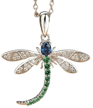 CYQDMDSM Halsketten Libelle Funken Silber Halskette Bunte Zirkonia Diamant Heilung Anhänger Choker Für Frauen Mädchen Mit Geschenkbox
