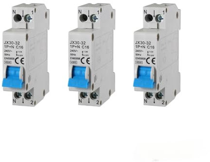 gloca Interruttore Magnetotermico Automatico 1P+N 220V 4.5KA 1 Modulo DIN (16 Ampere, 1)