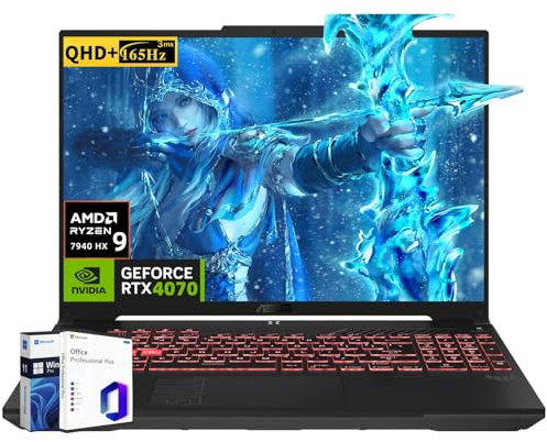 ASUS TUF Gaming A16 Laptop, AMD Ryzen 9 7940HX(Beat i9-13900H), NVIDIA RTX 4070, 16 2560x1600 QHD+ 165Hz, 64 GB DDR5, 4 TB SSD, Windows 11 Pro, Office Pro, FA607PI-AS94
