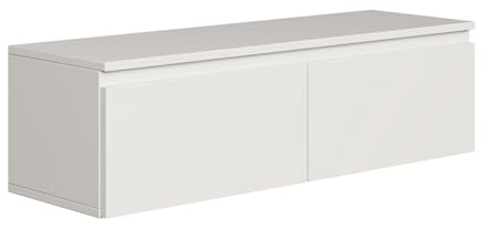 Selsey Hängeboard Bemmi 28,4x100x31,8 cm, Minimalistisches TV Lowboard, Weiß, Hochwertige Spanplatte mit ABS-Kanten, Zwei Klappenfächer,Melaminbeschichtet, Ideal fürs Wohnzimmer