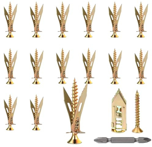 100PCS Self-Drilling Drywall Anchors and Screws Set, No-Drill Plasterboard Fixings, Wall Plugs for Easy Installation, Heavy Duty Wall Anchors for or Hanging Shelves, Curtain Rods, Pictures