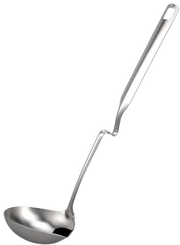 LOLIPPYY Cucchiaio Filtro Olio in Acciaio 304 Manico Lungo, Mestolo Per Zuppa Separatore Di Grasso Per Cucina, Portatile e Leggero Per Uso Domestico e Ristoranti