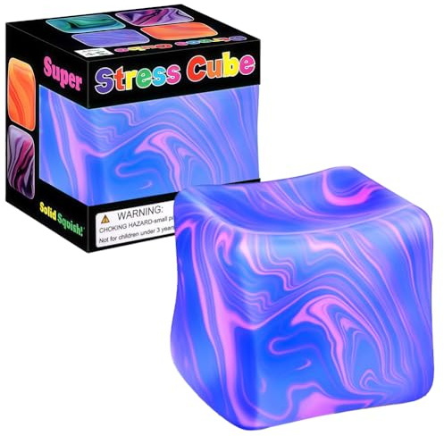 Cubo Purple Anti-Estrés, Juguete Sensorial para Apretar para Adultos y Niños, Cubo Reutilizable de Subida Lenta para Ansiedad, TDAH, Oficina (1 Unidad)
