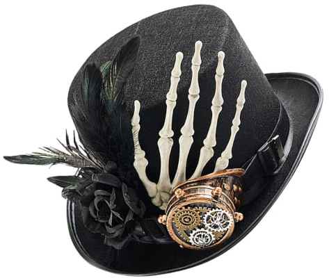 Penlimly Herren Steampunk Hut,Gotische Kappen | Skelett Hand Vintage Hüte Im Steampunk Design Für Cosplay Partys Und Foto Requisiten