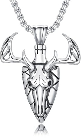 HARMONY BOLA Pfeilspitzen Halskette für Herren 925 Sterlingsilber Hirsch Anhänger Jagd Halskette Hirschgeweih Schmuck Geburtstagsgeschenke