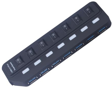 FONDOTIN Port USB Hub Adapter with Individual Data Holders Overload Protection Multi-port Splitter for Keyboard Mouse USB Drives Smartphones High-strength Coated Design