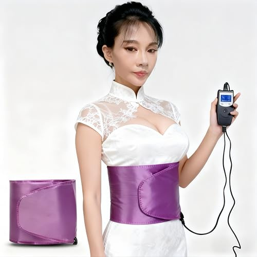 Adjustable Heated Waist Belt, 360° Far Infrared Electric Sauna Hot Pad with 3 Vibration Modes, Portable Foldable Lumbar Brace for Back Pain Relief, Weight Loss & Waist Shaping for Women