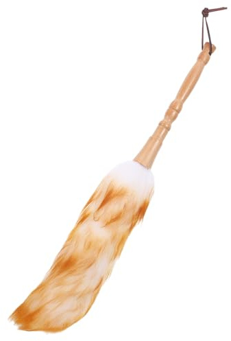 Homoyoyo Cepillo para Polvo de Lana de Cordero con Mango de Madera Plumero Pequeño Antiestático para Limpieza de Escritorios Muebles y Espacios Reducidos en Hogar y Oficina