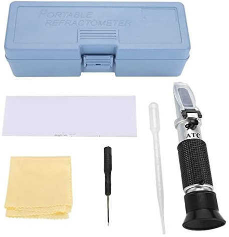 Refraktometer, 3 I 1 GRAPE & ALOCHOL REFRACTOMETOMeter RHW25 ATC 0-25% Vol 0-40% Brix 0,22 Vin Refraktometer alkoholmätare(With plastic boxes)